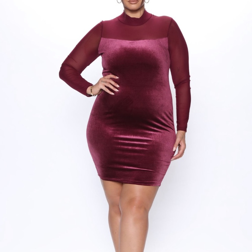 Fashion Nova 3X Velvet Mini Dress
